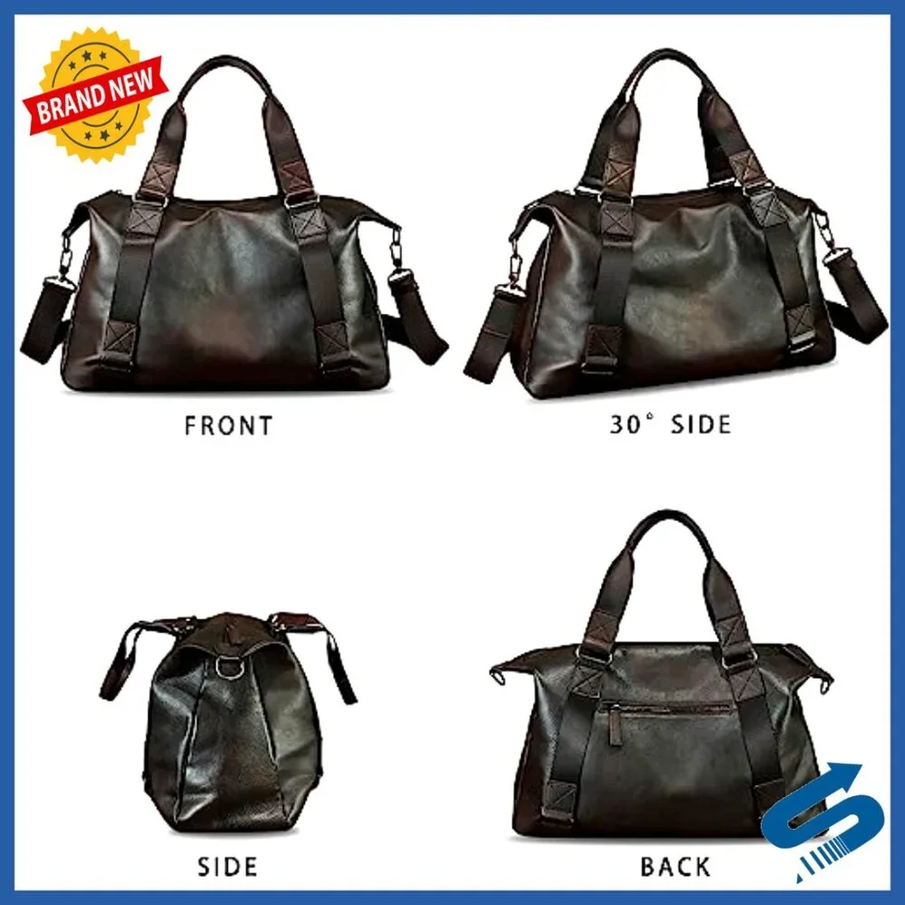 Genuine Leather Messenger Bag for Business Travel with Adjustable Strap
